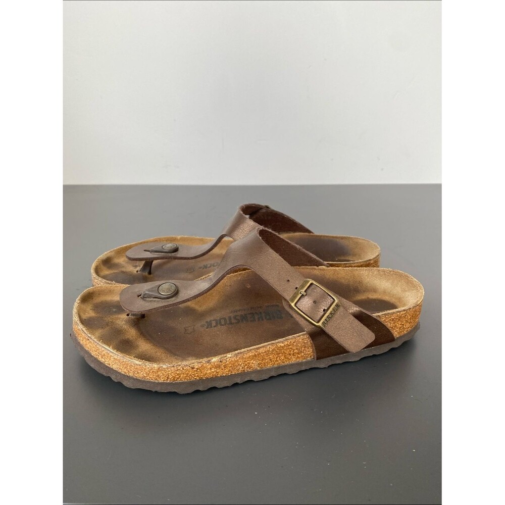 Birkenstock Gizeh Brown Leather Slide Sandals Sz 40 (Women 9-9.5) Boho Casual